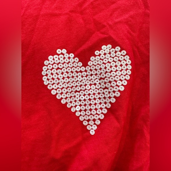 Dr. Martens Airwair red shirt sleeve graphic tee with sequins hearts - Picture 9 of 12
